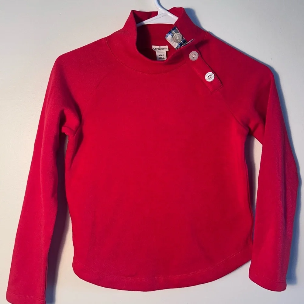 J.Crew Crewcuts Girls Button Neck Pullover Red NWT